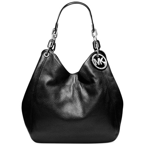 michael michael kors fulton large shoulder tote black and silver|Michael Kors shoulder bag.